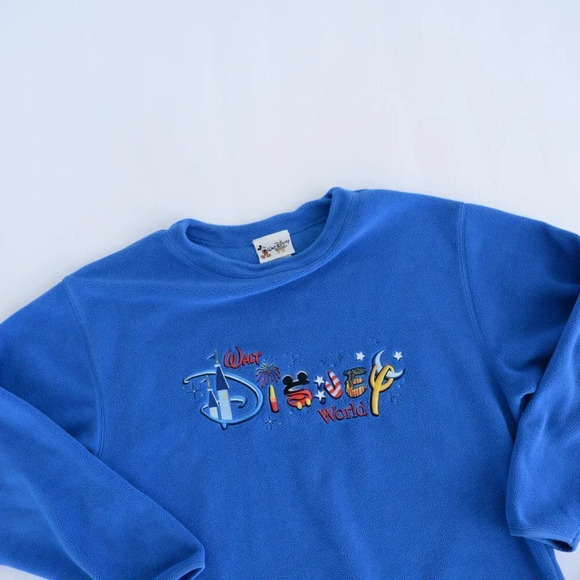 Disney Blue Walt Disney World Crewneck Fleece Sweater ~Medium - Picture 9 of 11